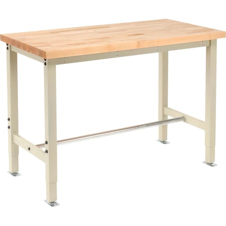 Global Industrial 48 x 24 Adj. Height Workbench Return Square Tube Leg, Maple Square Edge Tan 249404TN